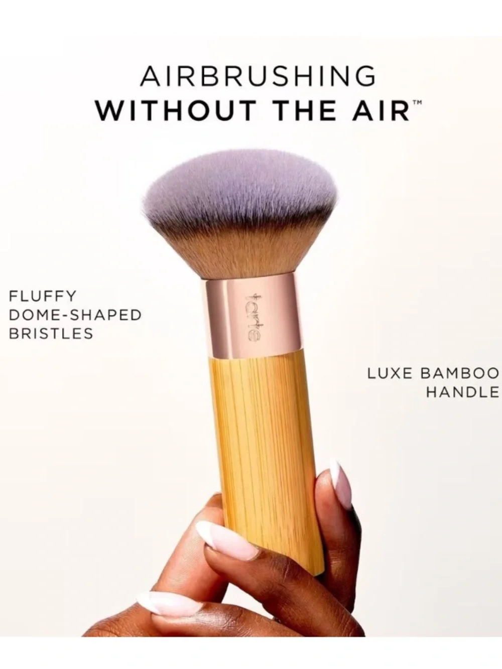 tarte Bamboo Kabuki makeup Brush - Natural Brown Handle with Taupe Bristles NEW!